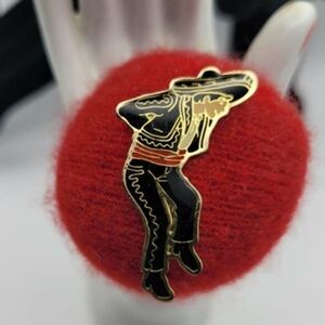 Golden and Black Vintage Brooch with Dancing Figure